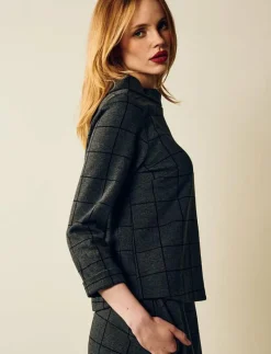 Tara Houndstooth Jumper - Sweatshirts|Jumperfabriken Sale