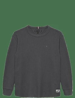 Tommy Hilfiger TETXURED WAFFLE TEE LS - Stickade tröjor WASHED BLACK Clearance