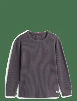 Tommy Hilfiger TETXURED WAFFLE TEE LS - Stickade tröjor WASHED BLACK Clearance