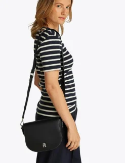 Tommy Hilfiger TH LOGOTAPE SADDLE BAG - Crossbody Bags BLACK Best