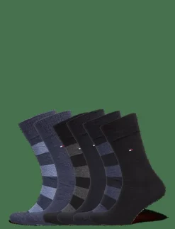 Tommy Hilfiger TH MEN RUGBY SOCK 6P ECOM - Vanliga strumpor BLUE BLACK COMBO Clearance