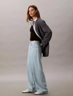 THE WIDE LEG LINEN - Vida byxor|Calvin Klein Jeans New