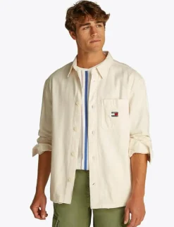 Tommy Jeans TJM COTTON SLUB LS OVERSHIRT EXT - Jackor & rockar ANCIENT WHITE Best