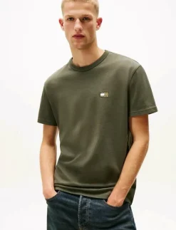 Tommy Jeans TJM REG BADGE TEE EXT - Kortärmad t-shirt PEWTER GREEN TONAL Best