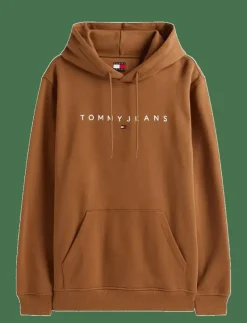 Tommy Jeans TJM REG LINEAR LOGO HOODIE EXT - Hoodies PECAN NUT MULTI Sale