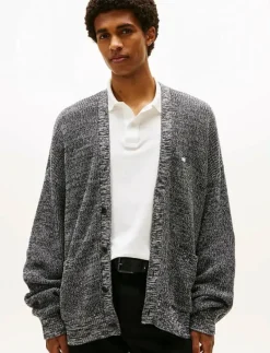 Tommy Jeans TJM RLX BADGE MULTI TWIST CARDI - Koftor BLACK Sale