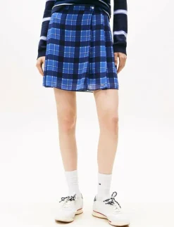 Tommy Jeans TJW CHIFFON PLEATED MINI SKIRT - Korta kjolar BLUE CHECK Discount
