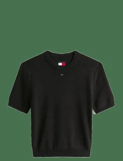 Tommy Jeans TJW ESSENTIAL SS SWEATER - Crop tops BLACK Clearance