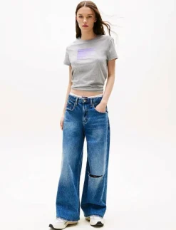 Tommy Jeans TJW REG GRADIENT FLAG SS - T-shirts GREY HTR Best