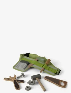 Dantoy TOOL BELT WOOD IN GIFT BOX 15 PARTS - Leksaksverktyg MIXED COLOURS