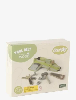 Dantoy TOOL BELT WOOD IN GIFT BOX 15 PARTS - Leksaksverktyg MIXED COLOURS