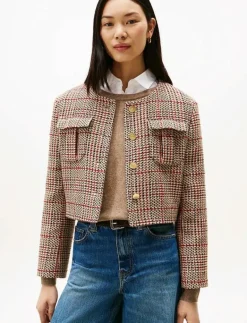 Tommy Hilfiger TWEED LADY JACKET - Bouclés RED/ GREY CHECK Sale