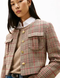 Tommy Hilfiger TWEED LADY JACKET - Bouclés RED/ GREY CHECK Sale