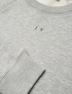 Zadig & Voltaire UPPER PMO WINGS STRASS - Sweatshirts GRIS CHINE CLAI New