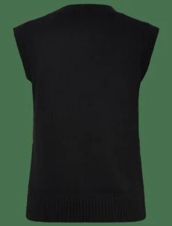 French Connection VARLI COLOUR BLOCKING KNIT VES - Stickade västar BLACK FLAME CAMEL Clearance