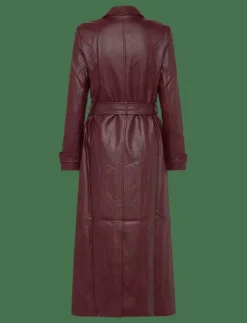 Bardot VEGAN LEATHER LONGLINE COAT - Tunna kappor BURGUNDY Clearance