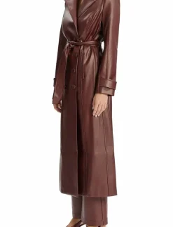 Bardot VEGAN LEATHER LONGLINE COAT - Tunna kappor BURGUNDY Clearance