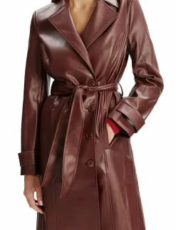 Bardot VEGAN LEATHER LONGLINE COAT - Tunna kappor BURGUNDY Clearance