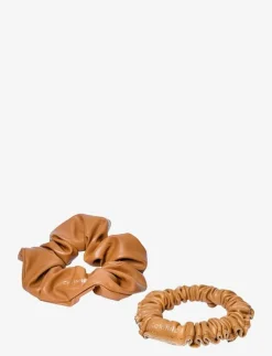 Corinne Vegan Scrunchie Big and Small 2-pack - Hårsnoddar CAMEL Online