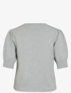 Vila VIRIL 2/4 SLEEVE O-NECK KNIT TOP - NOOS - Stickat LIGHT GREY MELANGE Online