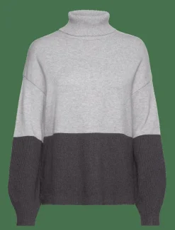 Vila VIRIL BLOCKING ROLL-NK L/S KNIT TOP-NOOS - Stickat LIGHT GREY MELANGE Clearance