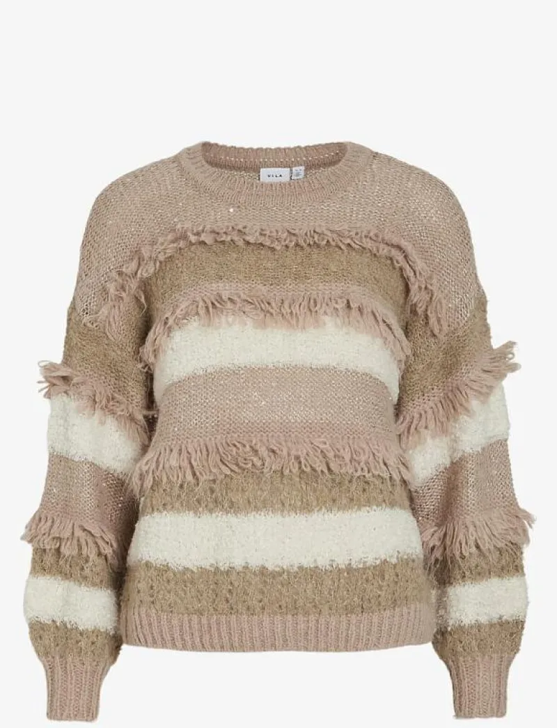 VITURI O-NECK L/S SEQUIN KNIT TOP - Stickat|Vila Discount