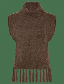 Vila VIZARIAH HIGH NECK PONCHO/KA - Stickade västar CHOCOLATE BROWN Hot