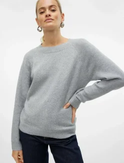 Vero Moda VMDOFFY LS O-NECK BLOUSE GA NOOS - Tröjor LIGHT GREY MELANGE Sale