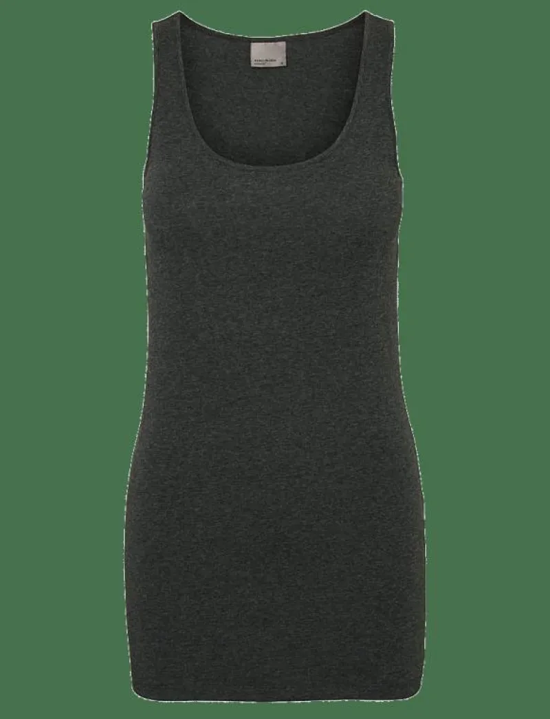 Vero Moda VMMAXI MY SOFT LONG TANK TOP NOOS - Linnen DARK GREY MELANGE Outlet