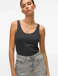 Vero Moda VMMAXI MY SOFT LONG TANK TOP NOOS - Linnen DARK GREY MELANGE Outlet