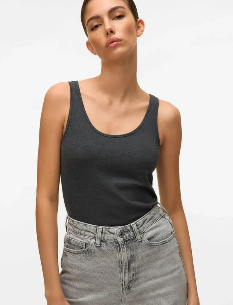Vero Moda VMMAXI MY SOFT LONG TANK TOP NOOS - Linnen DARK GREY MELANGE Outlet