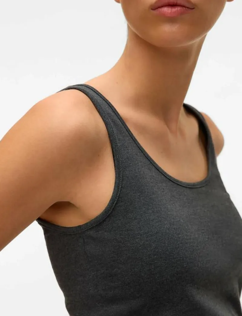 Vero Moda VMMAXI MY SOFT LONG TANK TOP NOOS - Linnen DARK GREY MELANGE Outlet