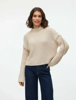 Vero Moda VMNEWCREAM LS FUNNELNECK PULLOVER BOO - Stickat BIRCH Best
