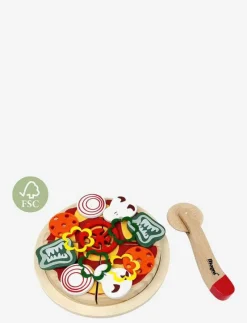 Wooden pizza with accessories and a box - Leksaksmat & Leksakstårtor|Magni Toys Outlet