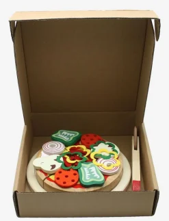 Wooden pizza with accessories and a box - Leksaksmat & Leksakstårtor|Magni Toys Outlet