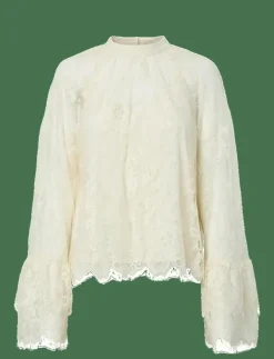 YAS ARIZONA LS LACE TOP - D2D - Långärmade blusar BIRCH Sale