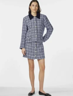 YAS BUCANA LS SHORT JACKET - Bouclés NAVY BLAZER Clearance