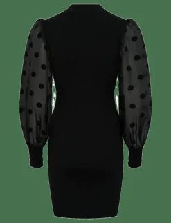 YAS DOTME LS KNIT DRESS S. NOOS - Korta klänningar BLACK Sale