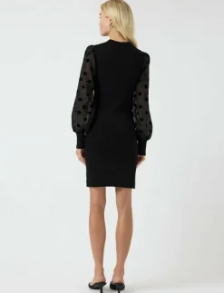 YAS DOTME LS KNIT DRESS S. NOOS - Korta klänningar BLACK Sale