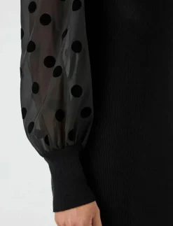 YAS DOTME LS KNIT DRESS S. NOOS - Korta klänningar BLACK Sale