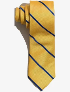 Yellow Blue Single Stripes Silk Tie - Slipsar|AN IVY Outlet