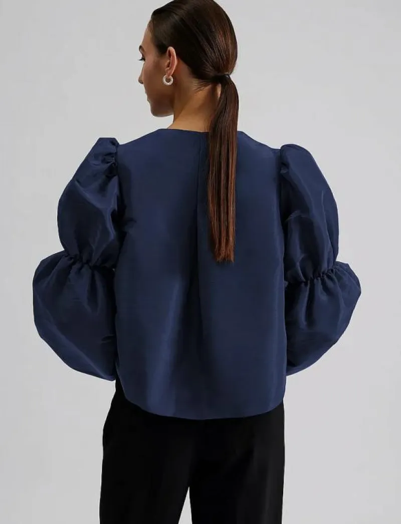 Zoey double pouf sleeve blouse - Långärmade blusar|Malina New
